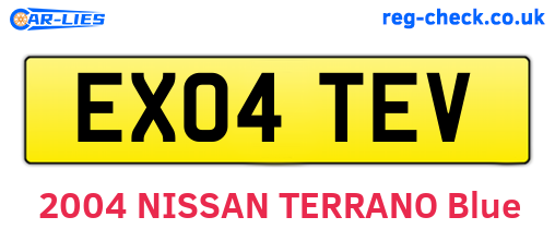 EX04TEV are the vehicle registration plates.