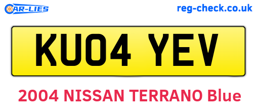 KU04YEV are the vehicle registration plates.