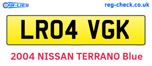 LR04VGK are the vehicle registration plates.