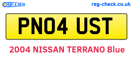 PN04UST are the vehicle registration plates.