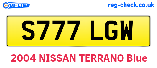 S777LGW are the vehicle registration plates.