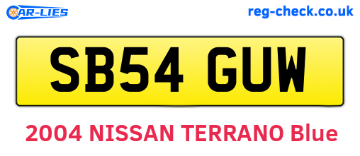 SB54GUW are the vehicle registration plates.