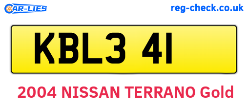 KBL341 are the vehicle registration plates.