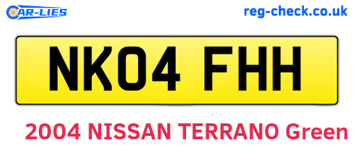 NK04FHH are the vehicle registration plates.