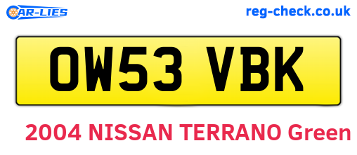 OW53VBK are the vehicle registration plates.
