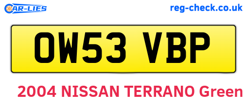 OW53VBP are the vehicle registration plates.