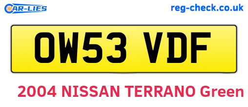 OW53VDF are the vehicle registration plates.