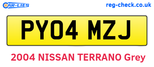PY04MZJ are the vehicle registration plates.