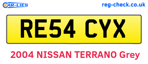 RE54CYX are the vehicle registration plates.