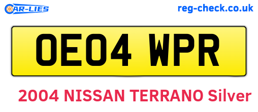 OE04WPR are the vehicle registration plates.
