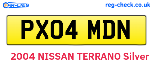 PX04MDN are the vehicle registration plates.