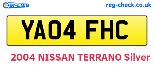 YA04FHC are the vehicle registration plates.