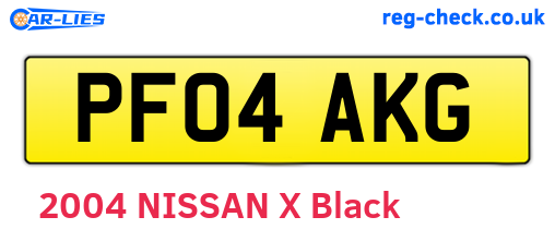 PF04AKG are the vehicle registration plates.