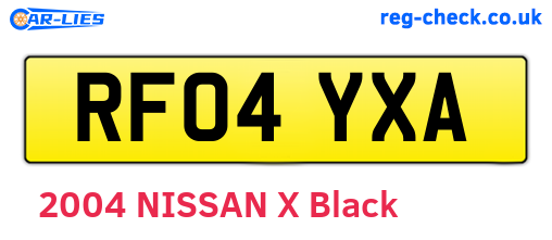 RF04YXA are the vehicle registration plates.