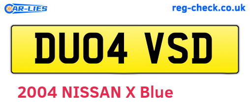 DU04VSD are the vehicle registration plates.