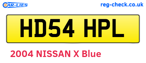 HD54HPL are the vehicle registration plates.