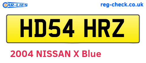 HD54HRZ are the vehicle registration plates.