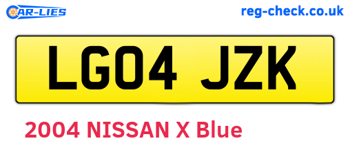 LG04JZK are the vehicle registration plates.