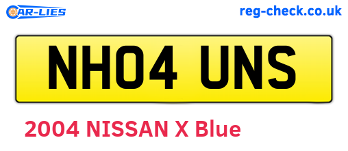 NH04UNS are the vehicle registration plates.