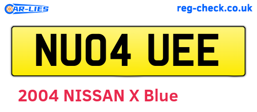 NU04UEE are the vehicle registration plates.