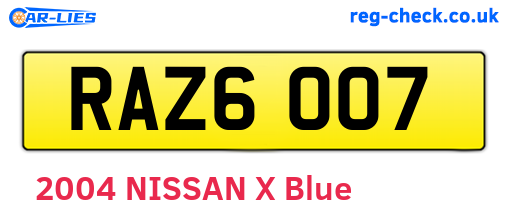 RAZ6007 are the vehicle registration plates.