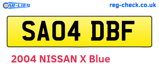 SA04DBF are the vehicle registration plates.