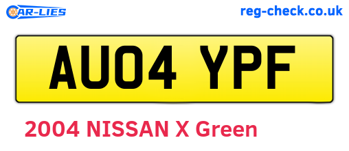 AU04YPF are the vehicle registration plates.
