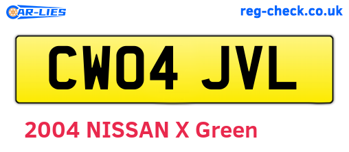 CW04JVL are the vehicle registration plates.