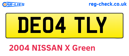 DE04TLY are the vehicle registration plates.