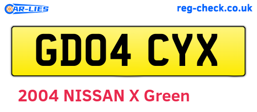 GD04CYX are the vehicle registration plates.