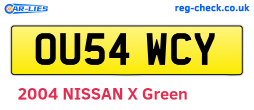 OU54WCY are the vehicle registration plates.