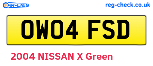 OW04FSD are the vehicle registration plates.