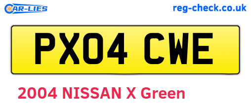 PX04CWE are the vehicle registration plates.