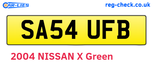 SA54UFB are the vehicle registration plates.