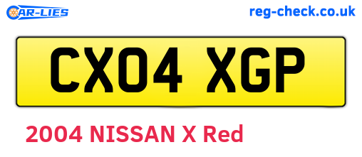 CX04XGP are the vehicle registration plates.
