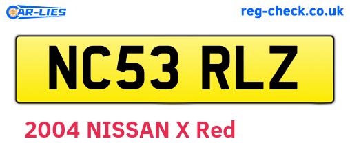 NC53RLZ are the vehicle registration plates.