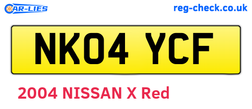 NK04YCF are the vehicle registration plates.