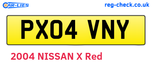 PX04VNY are the vehicle registration plates.