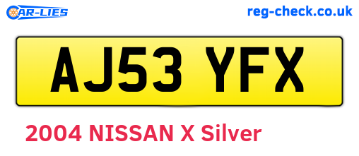 AJ53YFX are the vehicle registration plates.