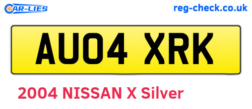 AU04XRK are the vehicle registration plates.