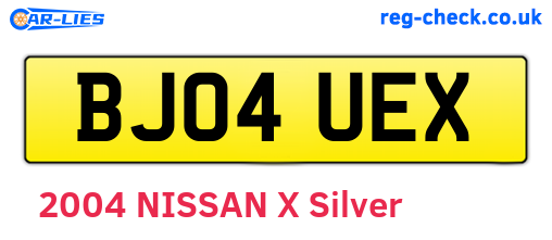 BJ04UEX are the vehicle registration plates.