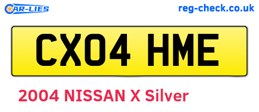CX04HME are the vehicle registration plates.