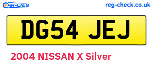 DG54JEJ are the vehicle registration plates.