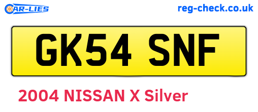 GK54SNF are the vehicle registration plates.