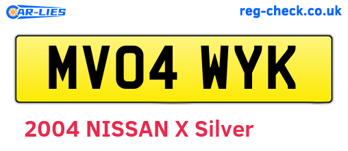 MV04WYK are the vehicle registration plates.