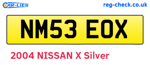 NM53EOX are the vehicle registration plates.