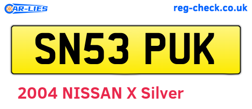 SN53PUK are the vehicle registration plates.