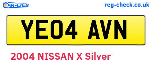 YE04AVN are the vehicle registration plates.