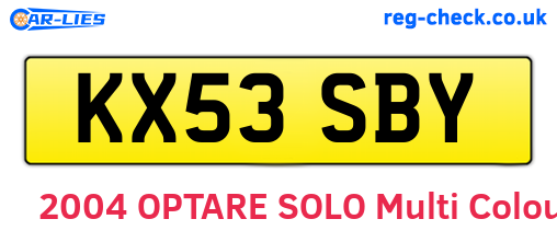 KX53SBY are the vehicle registration plates.
