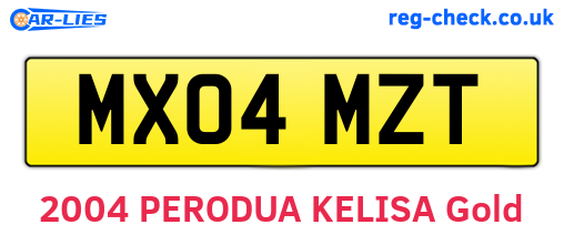 MX04MZT are the vehicle registration plates.